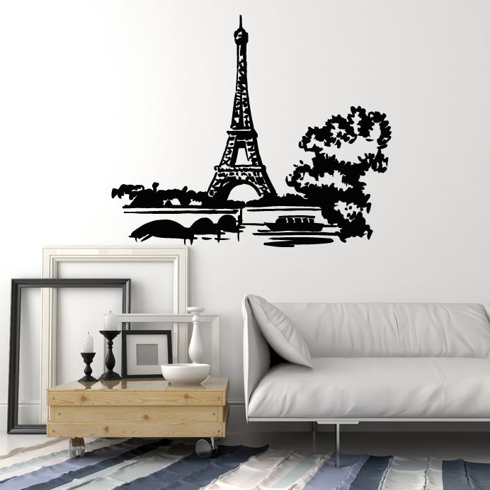 Vinyl Wall Decal Tourist France Paris Eiffel Tower Romantic Style Stickers Mural (g1725)