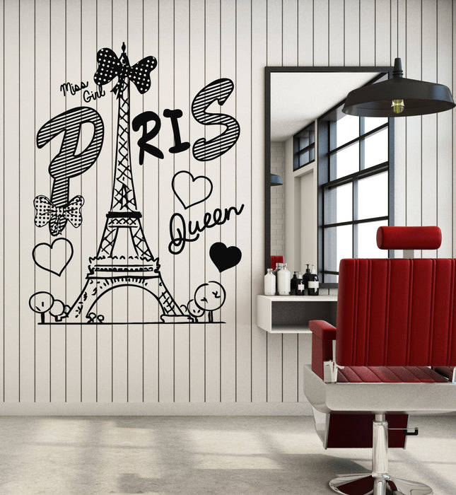 Vinyl Wall Decal Paris Eiffel Tower Love Romantic Girl Room French Love Stickers Mural (g2351)