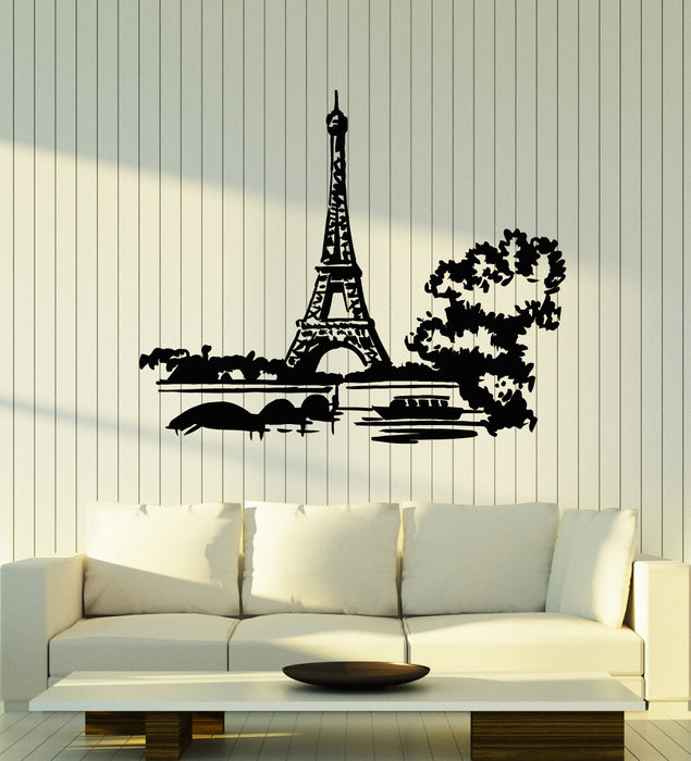 Vinyl Wall Decal Tourist France Paris Eiffel Tower Romantic Style Stickers Mural (g1725)