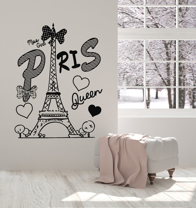 Vinyl Wall Decal Paris Eiffel Tower Love Romantic Girl Room French Love Stickers Mural (g2351)