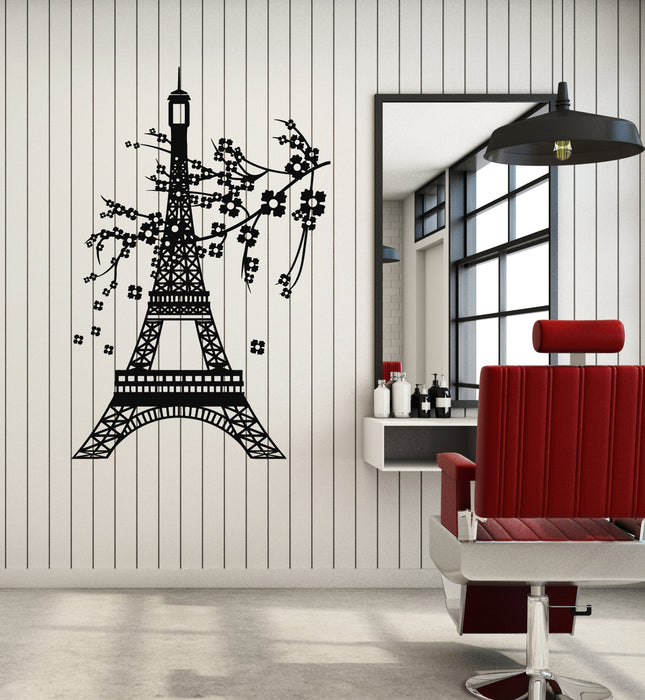 Vinyl Wall Decal Paris Eiffel Tower France Tree Branch Flower Stickers Mural (g4272)
