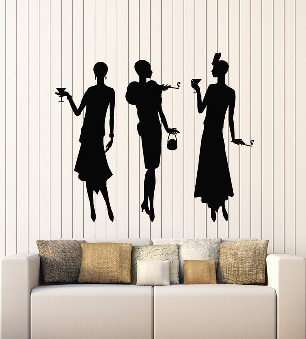 Vinyl Wall Decal Music Jazz Retro Party Bar Cocktail Fashion Girls Stickers Mural (g1139)