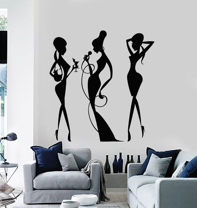 Vinyl Wall Decal Bar Cocktail Party Drink Night Club Fashion Girls Stickers Mural (g1441)