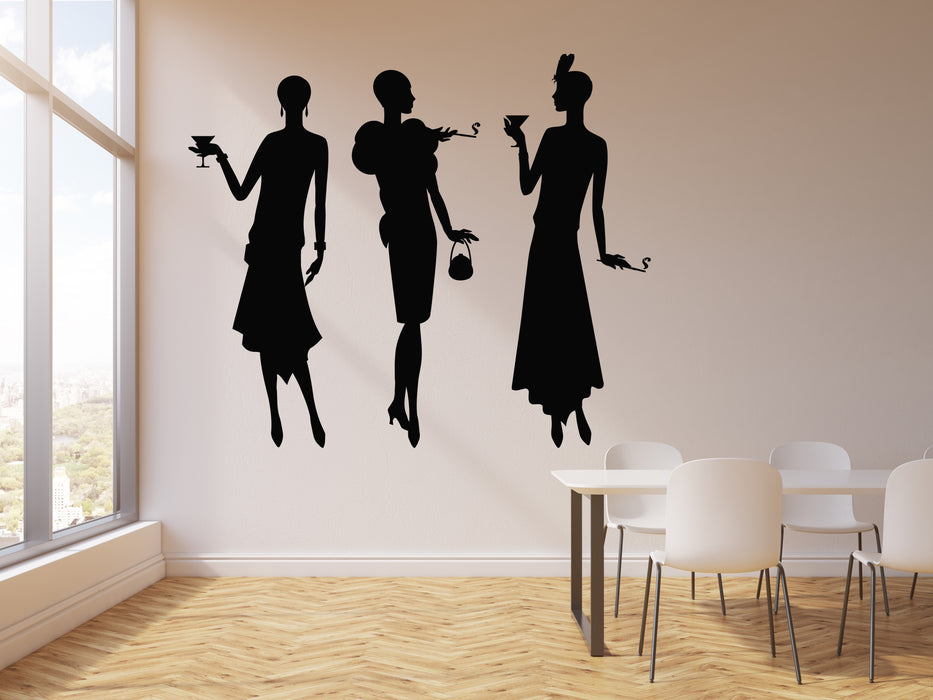 Vinyl Wall Decal Music Jazz Retro Party Bar Cocktail Fashion Girls Stickers Mural (g1139)