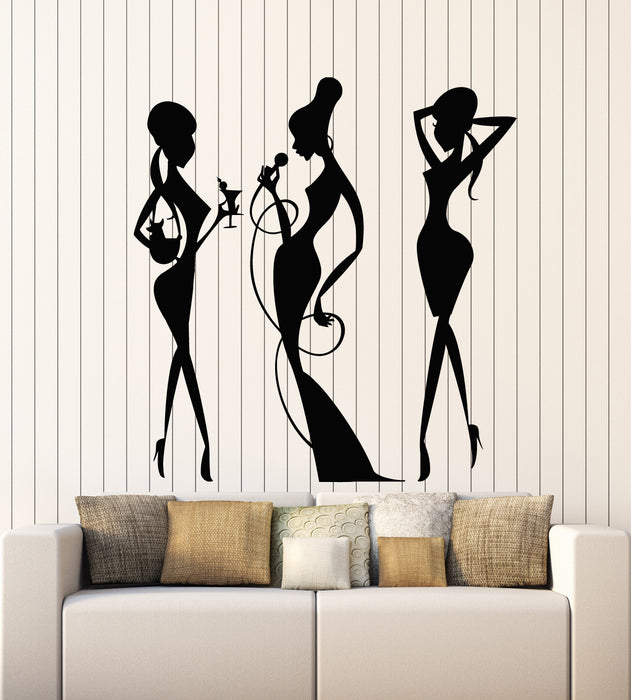 Vinyl Wall Decal Bar Cocktail Party Drink Night Club Fashion Girls Stickers Mural (g1441)