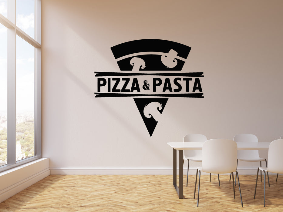 Vinyl Wall Decal Pizza Pasta Words Mushrooms Italian Food Stickers Mural (g821)