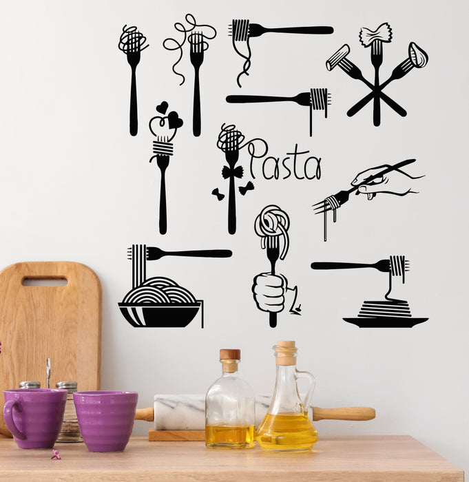 Vinyl Wall Decal Italian Cuisine Tasty Food Restaurant Kitchen Stickers Mural (g5495)