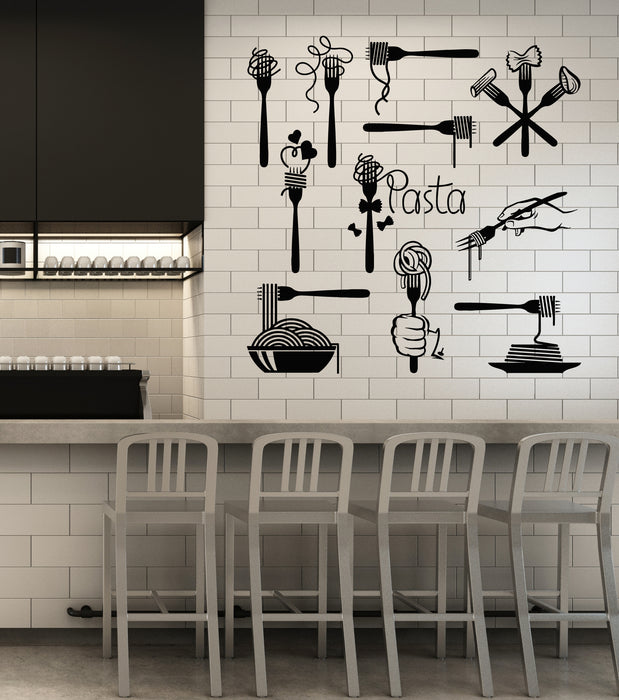 Vinyl Wall Decal Italian Cuisine Tasty Food Restaurant Kitchen Stickers Mural (g5495)