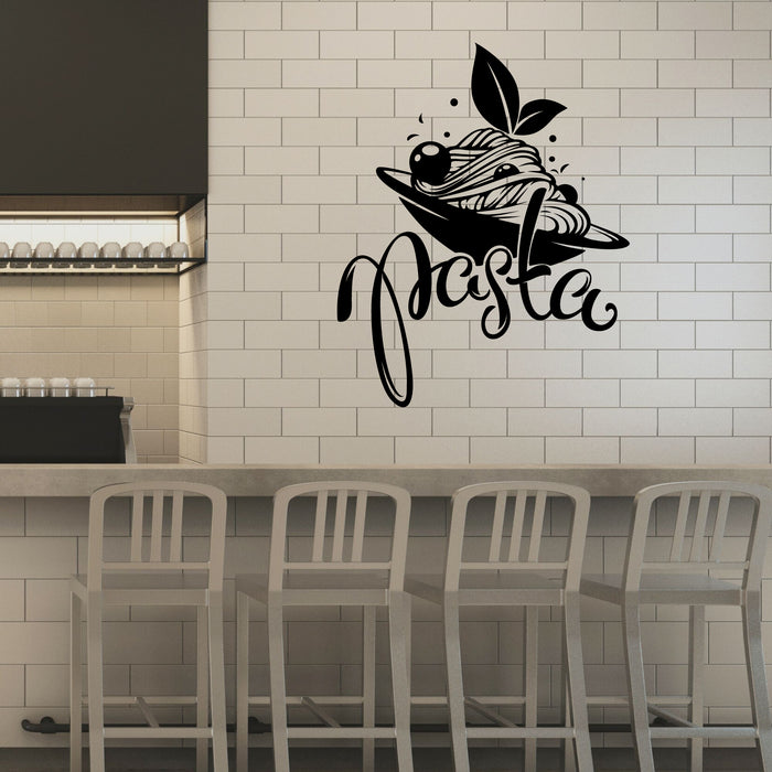 Pasta Vinyl Decal Italian Food Lettering Basil Tomato Decor for Restaurant Cafe Stickers Mural (k308)