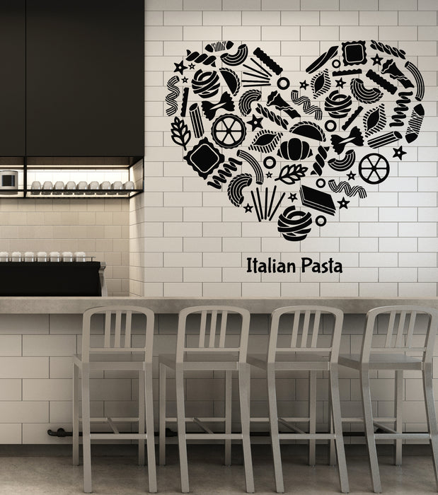 Vinyl Wall Decal Italian Pasta Spaghetti Love Kitchen Logo Restaurant Stickers Mural (g6680)