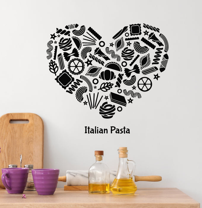 Vinyl Wall Decal Italian Pasta Spaghetti Love Kitchen Logo Restaurant Stickers Mural (g6680)