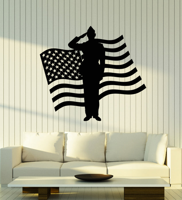 Vinyl Wall Decal American Flag Patriotic Soldier Military Art Stickers Mural (g2505)