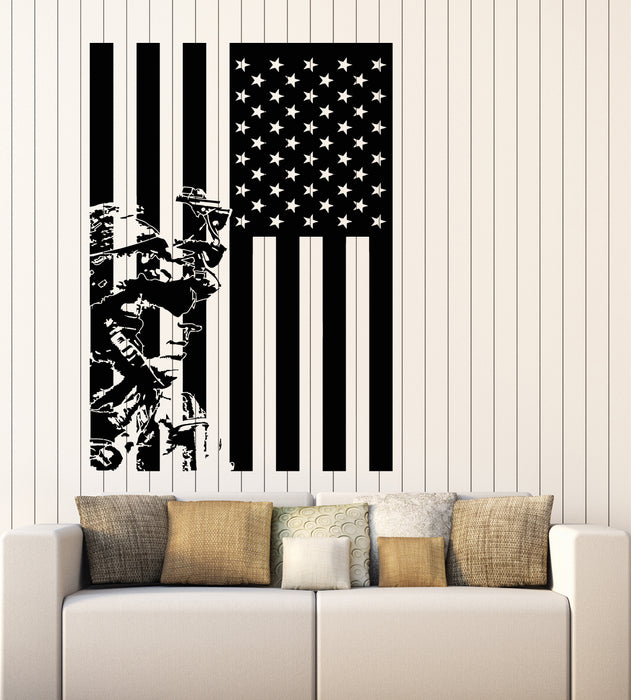 Vinyl Wall Decal Patriotic Interior American Flag Military Soldier Stickers Mural (g2527)