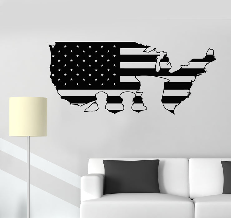 Vinyl Wall Decal American Flag Patriotic Remember Honor Soldier Stickers Mural (g1067)
