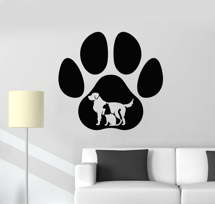 Vinyl Wall Decal Paw Print Animals Dog Cat Pet Shop Vet Clinic Stickers Mural (g2377)