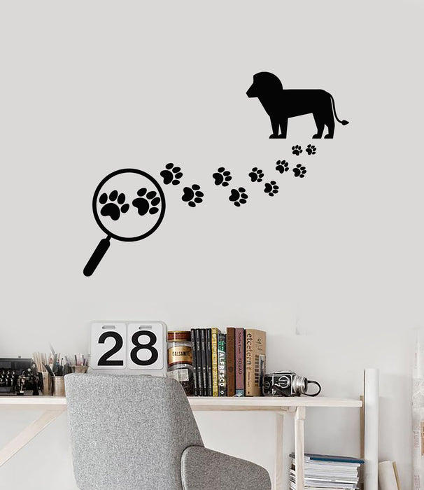 Vinyl Wall Decal Paw Prints Animal Footprints Loupe Hunting Club Stickers Mural (g4328)