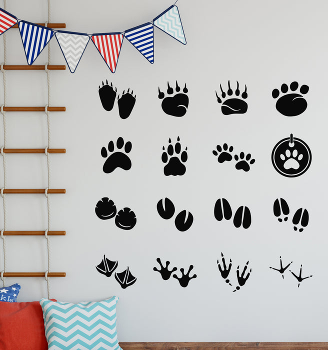 Vinyl Wall Decal Pet Shop Animals Paw Prints Patterns Decor Stickers Mural (g5812)