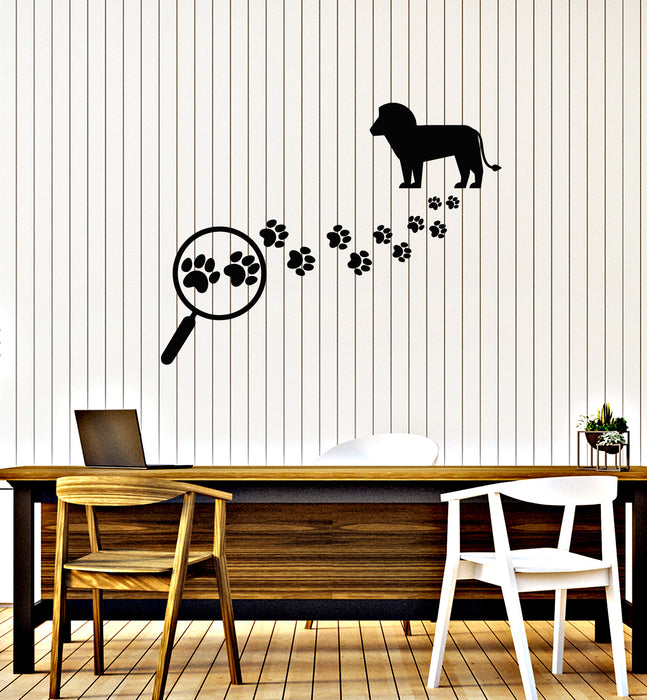 Vinyl Wall Decal Paw Prints Animal Footprints Loupe Hunting Club Stickers Mural (g4328)