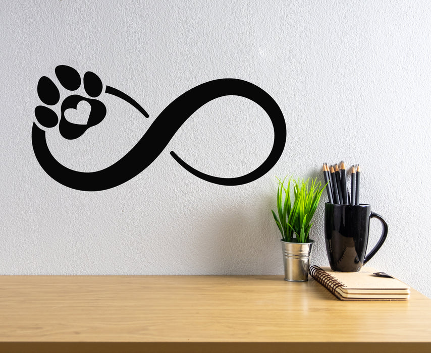 Vinyl Wall Decal Infinity Paw Prints Pet Shop Love Animals Stickers Mural (g7893)