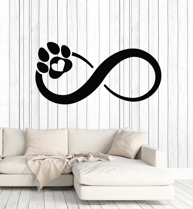 Vinyl Wall Decal Infinity Paw Prints Pet Shop Love Animals Stickers Mural (g7893)