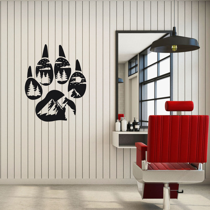 Paw Vinyl Wall Decal Animal Footprint Nature Mountains Wolf Tree Stickers Mural (k316)