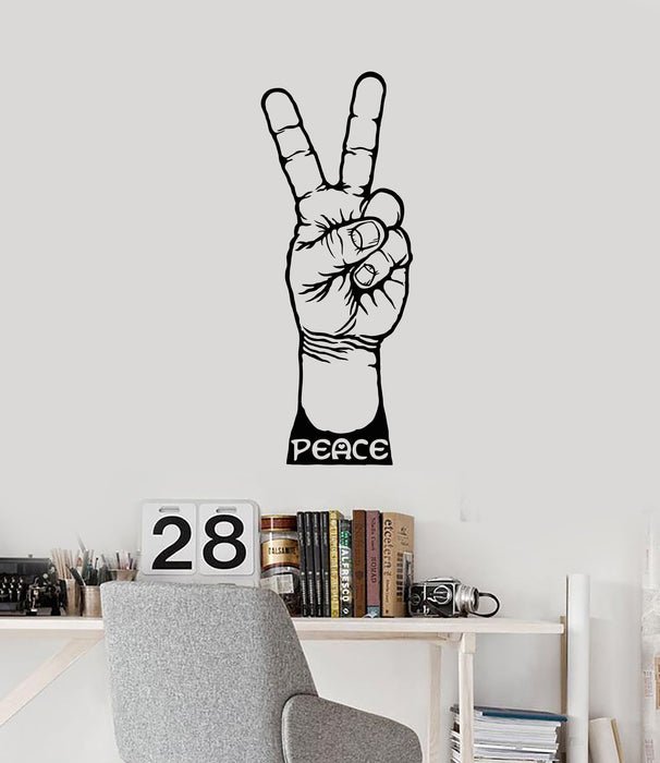 Vinyl Wall Decal Peace Sign Hand Hippie Love Any Room Decoration Stickers Mural (ig5432)