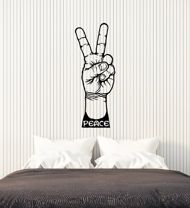 Vinyl Wall Decal Peace Sign Hand Hippie Love Any Room Decoration Stickers Mural (ig5432)
