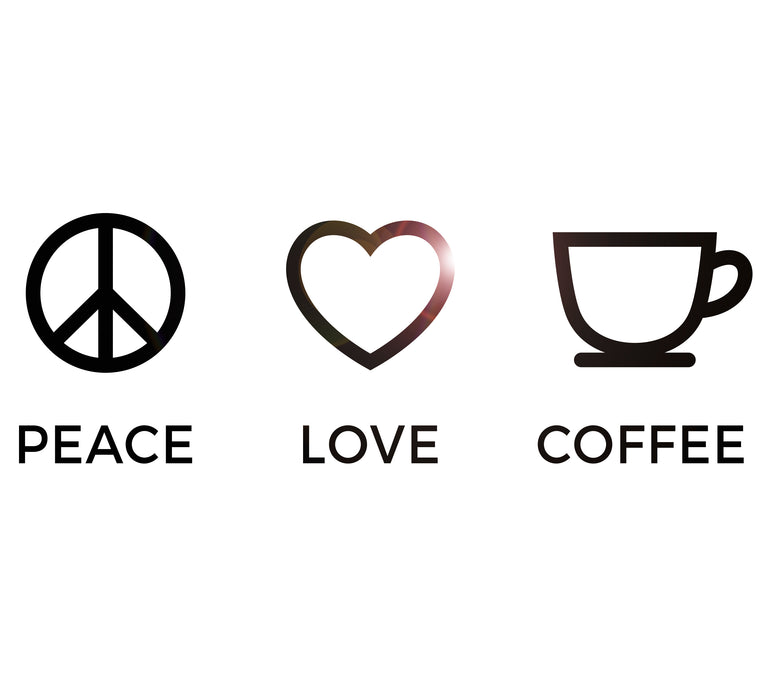 Vinyl Wall Decal Hippie Peace Love Coffee Lover Shop Kitchen Stickers ig6256 (22.5 in X 7.7 in)
