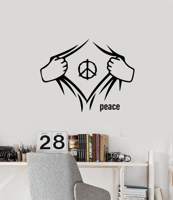 Vinyl Wall Decal Hippie Man Peace Teen Room Interior Stickers Mural (g5979)