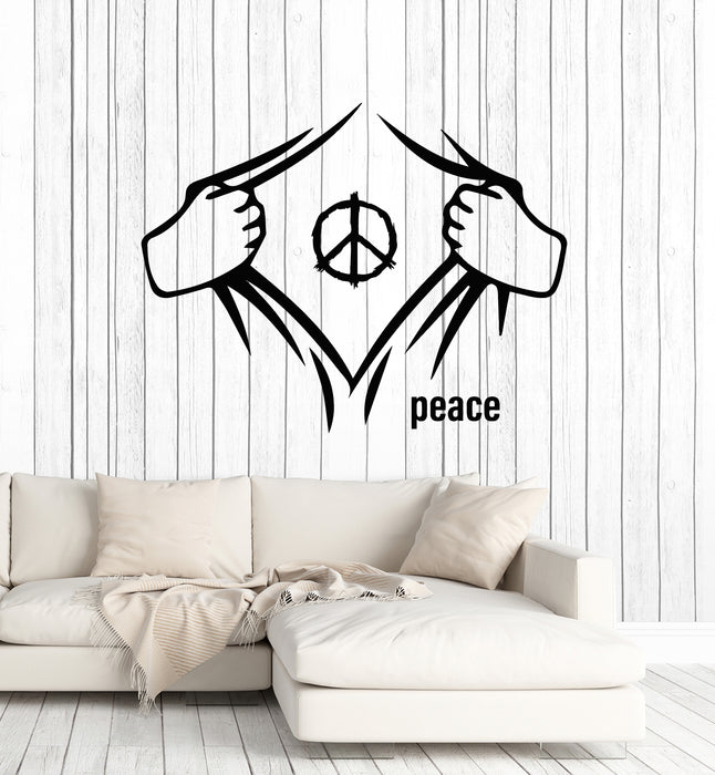 Vinyl Wall Decal Hippie Man Peace Teen Room Interior Stickers Mural (g5979)