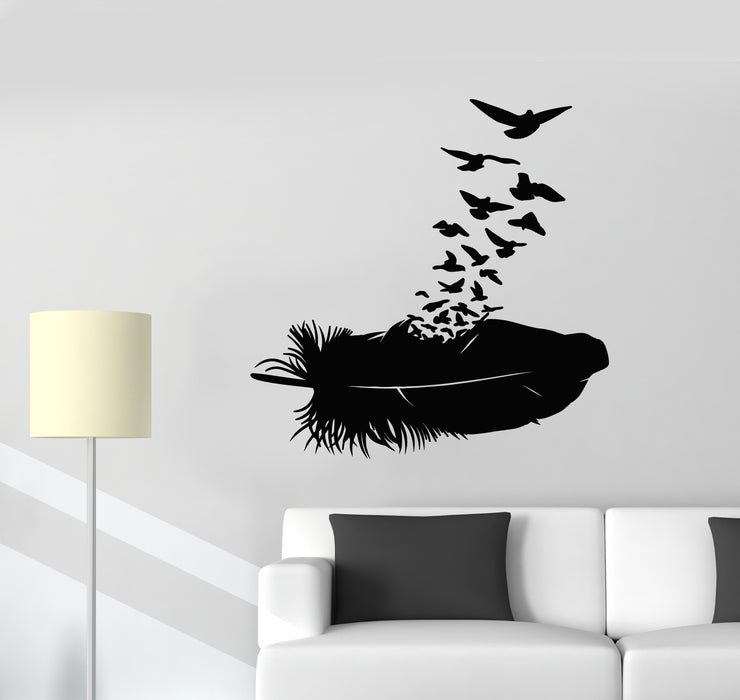 Vinyl Wall Decal Art Feather Birds Pen Writer Room Home Decor Stickers Mural (g682)