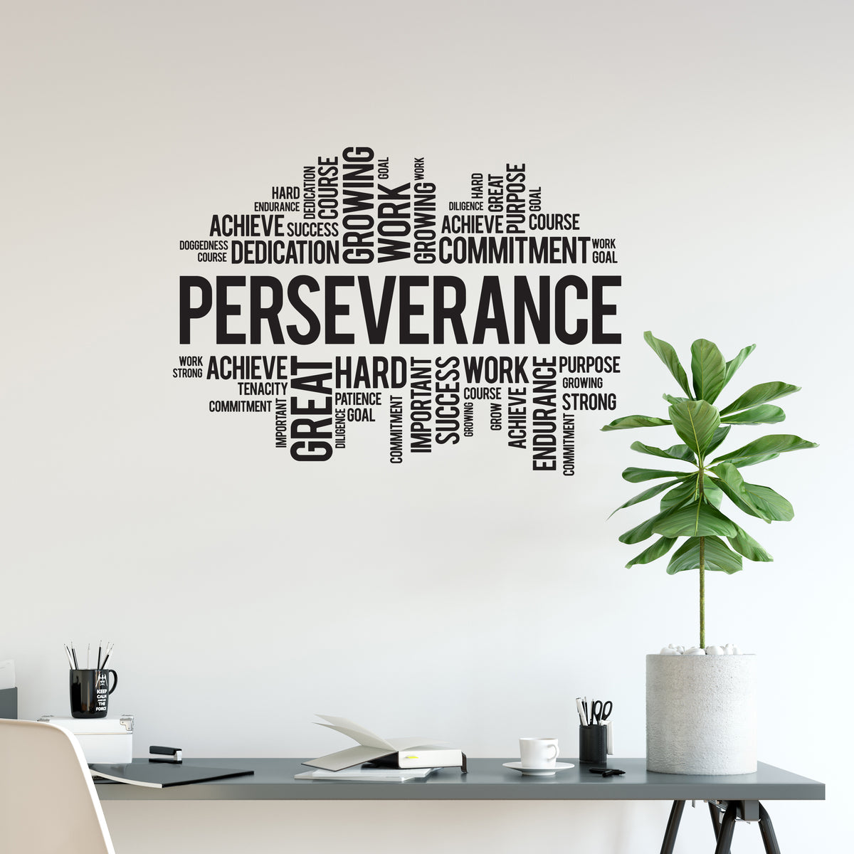 Perseverance Vinyl Wall Decal Office Inspirational Words Letters Busin