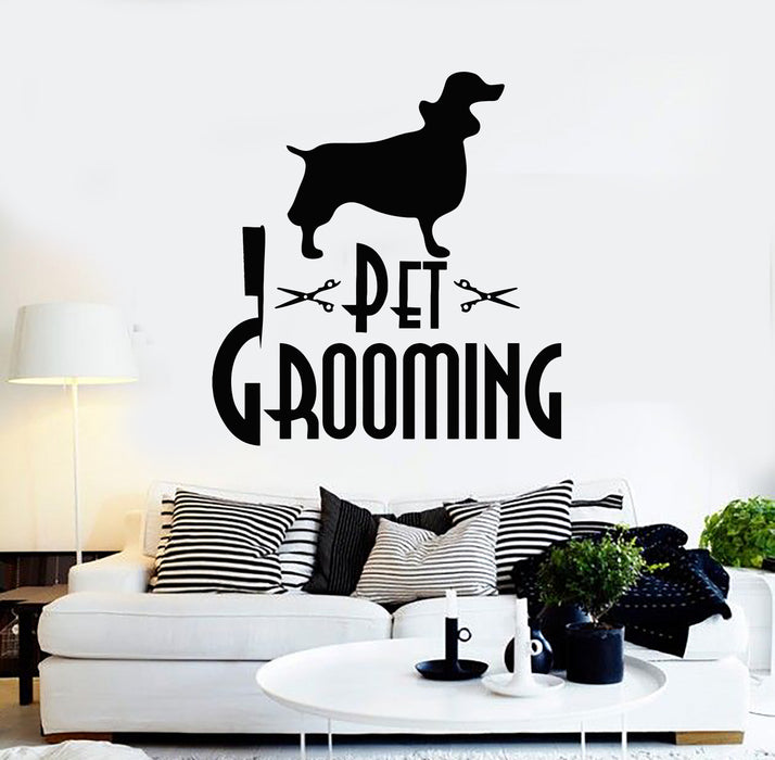 Vinyl Wall Decal Pet Grooming Dog Animals Scissors  Stickers Mural (g425)