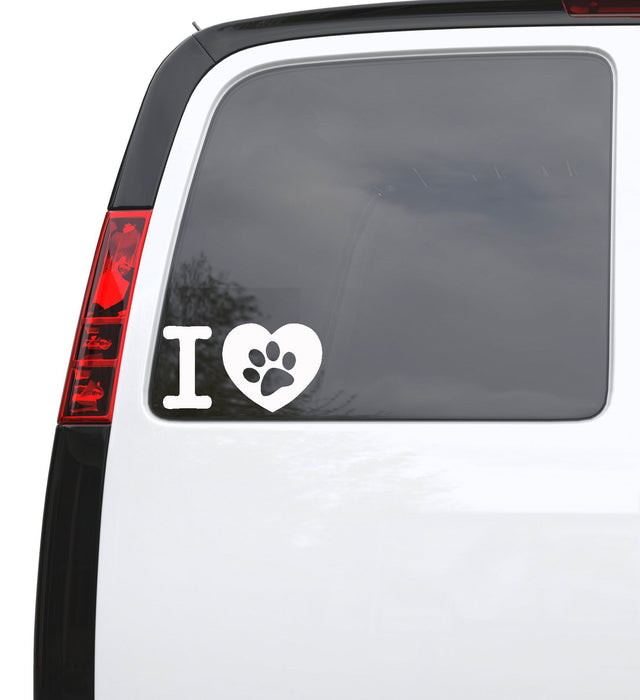 Auto Car Sticker Decal Pet Love Paw Print Heart Truck Laptop Window 9" by 5" Unique Gift ig254c