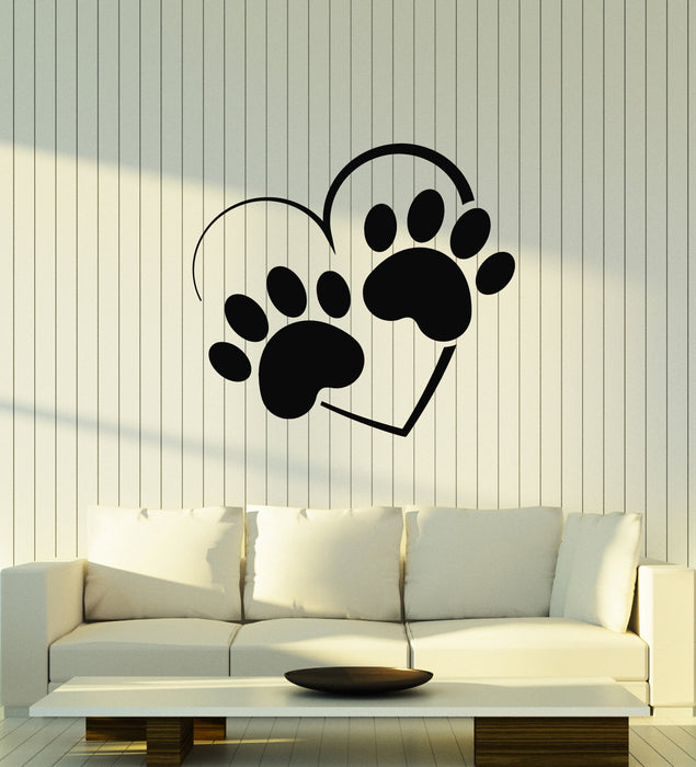 Vinyl Wall Decal Grooming Pets Paw Print House Animals Love Stickers Mural (g1772)
