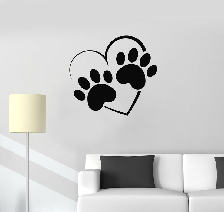 Vinyl Wall Decal Grooming Pets Paw Print House Animals Love Stickers Mural (g1772)