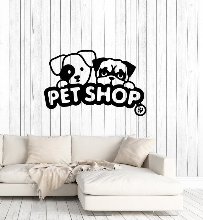 Vinyl Wall Decal Pet Shop Sign Animals Puppy Dogs Decoration Idea Stickers Mural (ig5618)