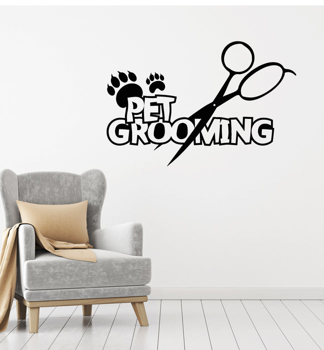 Vinyl Wall Decal Purity Grooming Services Animals Paw Scissors Stickers Mural (g370)