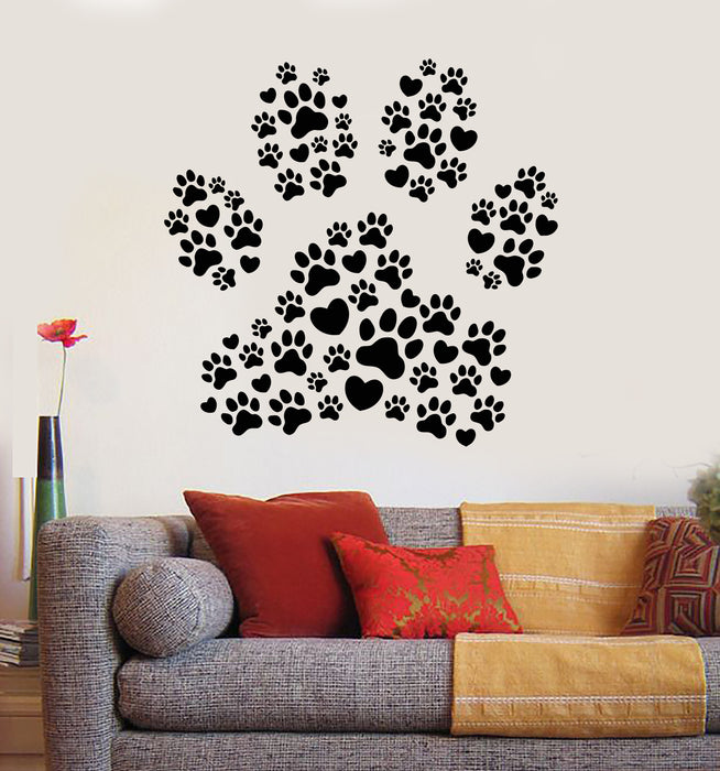 Vinyl Wall Decal Footprints Paws Love Pets Animal Shop Stickers Mural (g424)