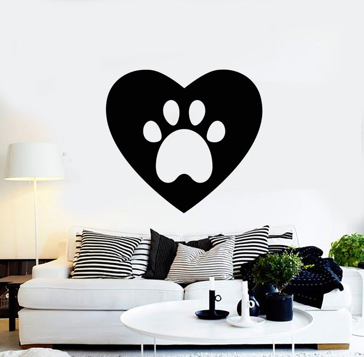 Vinyl Wall Decal Heart Symbol Love Pets Animal Tracks Stickers Mural (g475)