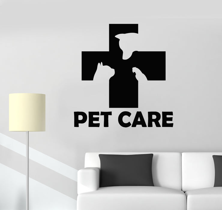 Vinyl Wall Decal Pet Care Grooming Animals Cat Dog Parrot Stickers Mural (g3247)