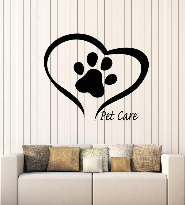 Vinyl Wall Decal Pet Care Home Animals Love Paw Prints Stickers Mural (g3602)