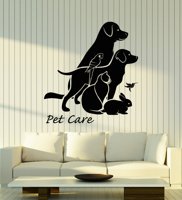 Vinyl Wall Decal Pet Care Dog Cat Parrot Rabbit Home Animals Stickers Mural (g3269)