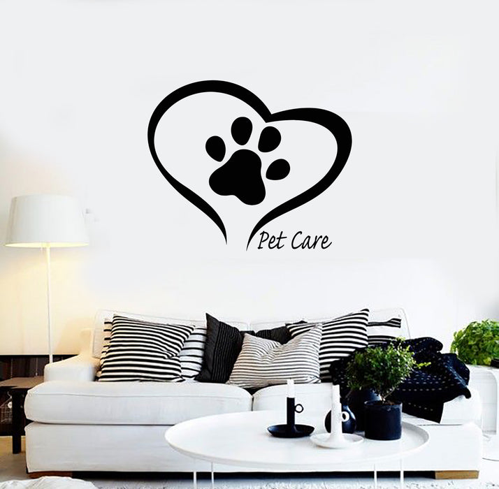 Vinyl Wall Decal Pet Care Home Animals Love Paw Prints Stickers Mural (g3602)