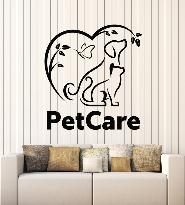 Vinyl Wall Decal Pet Care Love Home Animals Heart Pet Shop Stickers Mural (g7523)