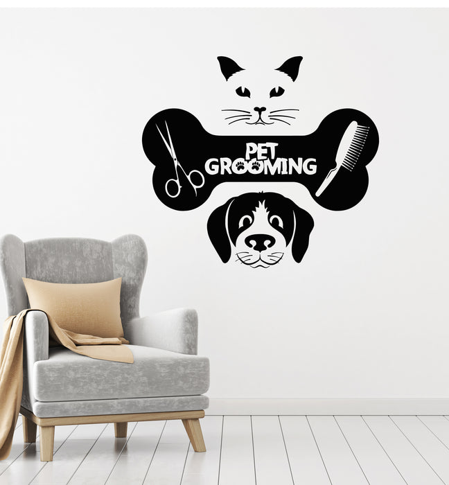 Vinyl Wall Decal Pet Grooming Pet House Animal Dog Cat Bone Stickers Mural (g4233)