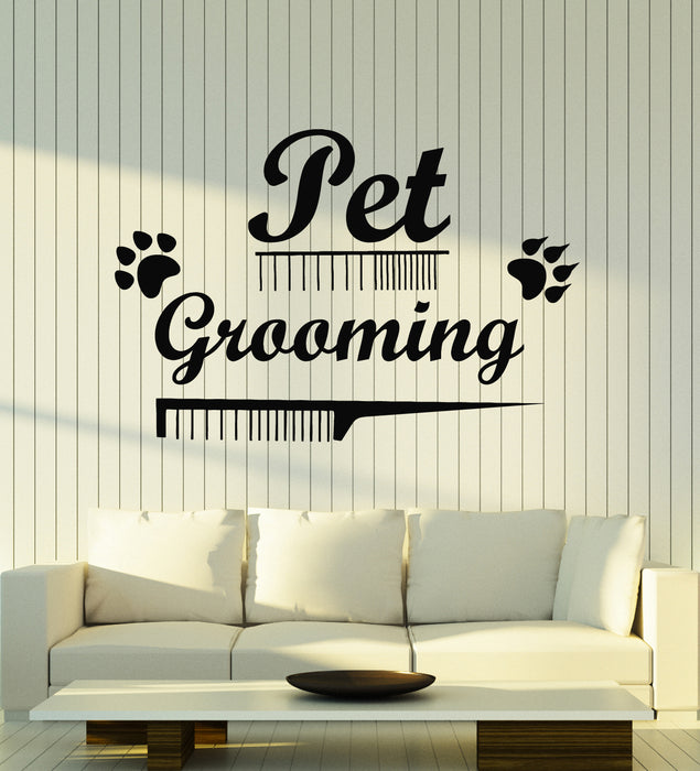 Vinyl Wall Decal Pet Grooming Salon For Home Animals Paw Prints Stickers Mural (g5162)