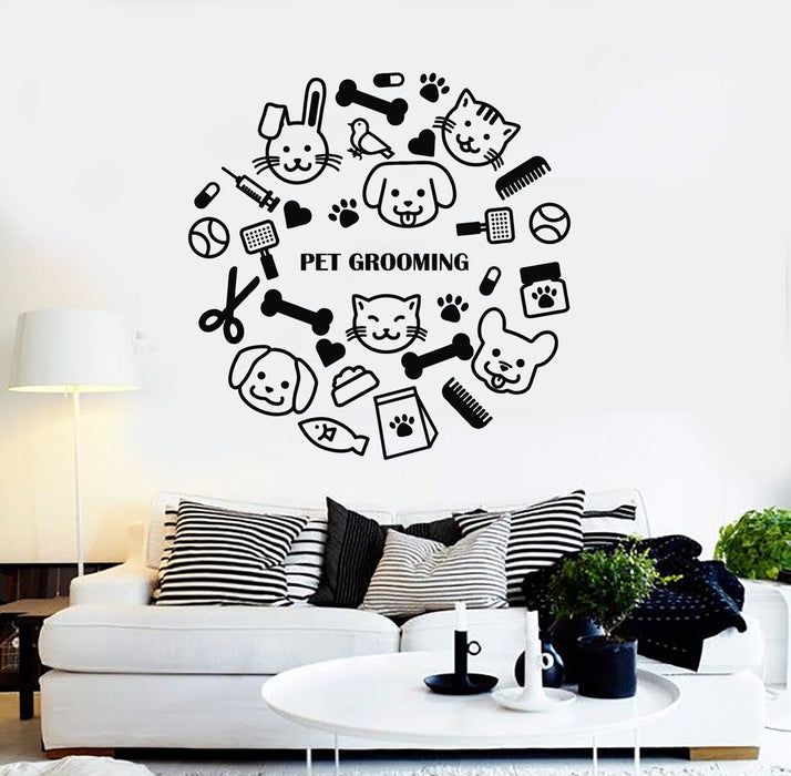 Vinyl Wall Decal Pet Grooming Nursery Decor Beauty Salon Stickers Mural (g6356)