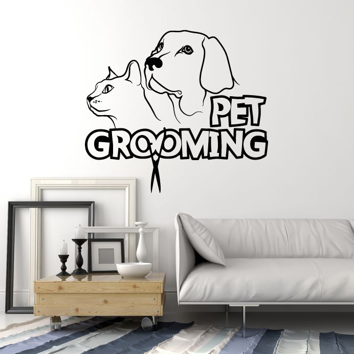Vinyl Wall Decal Cat Dog Abstract Animals Pets Love Grooming Beauty Stickers Mural (g6945)