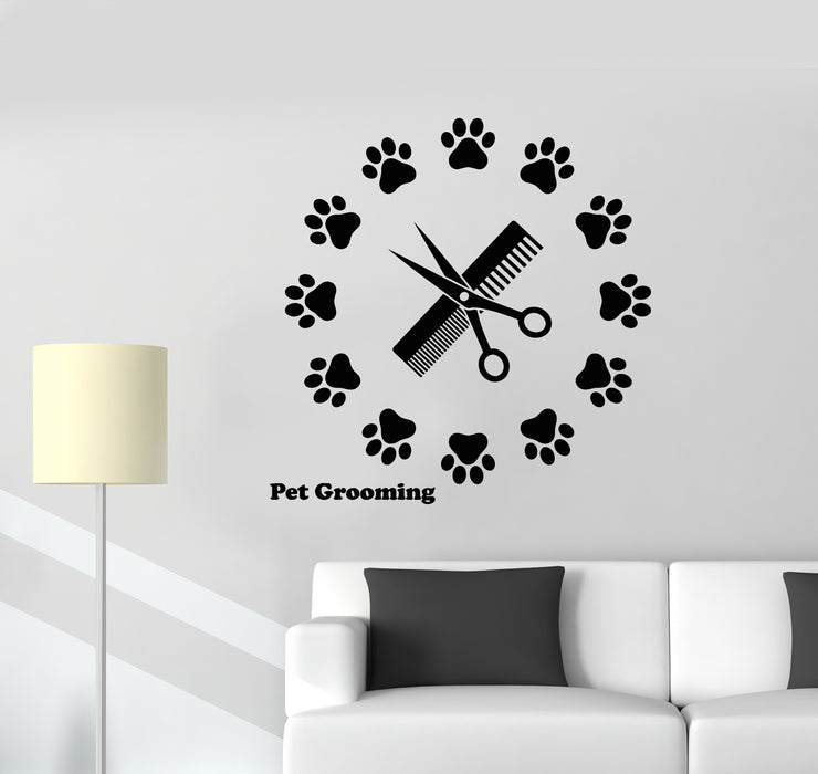 Vinyl Wall Decal Pet Shop Grooming Animal Paw Print Patterns Stickers Mural (g3298)